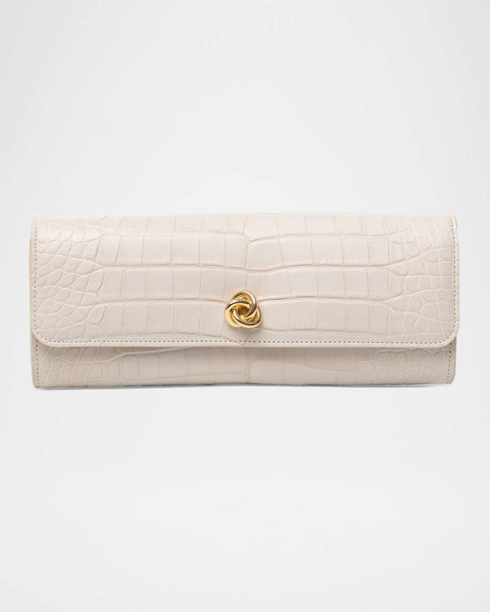 Mini Robbie Alligator Leather Flap Clutch Bag